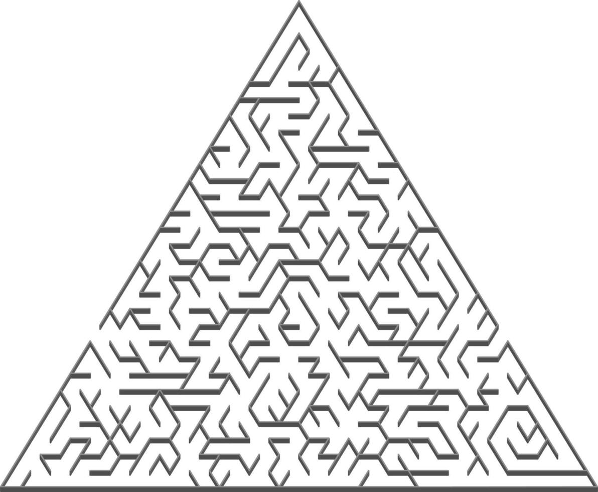 Vektorschablone mit einem grauen dreieckigen 3D-Labyrinth, Puzzle. vektor