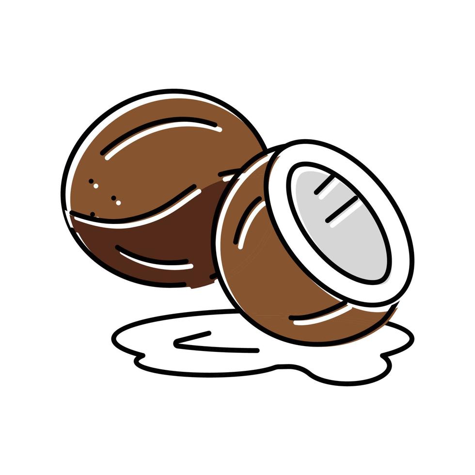 kokos mjölk skära Färg ikon vektor illustration