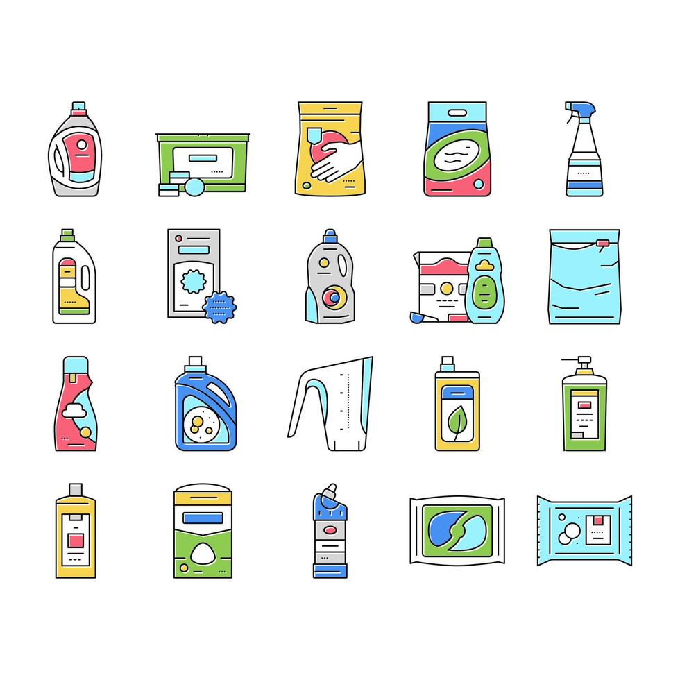 tvättmedel organisk tvätt tvål ikoner set vektor