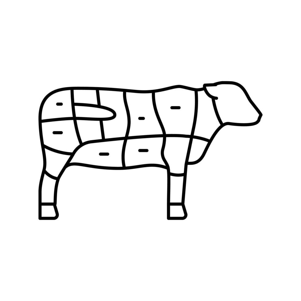 Rinderfilet Kuhfleisch Symbol Leitung Vektor Illustration