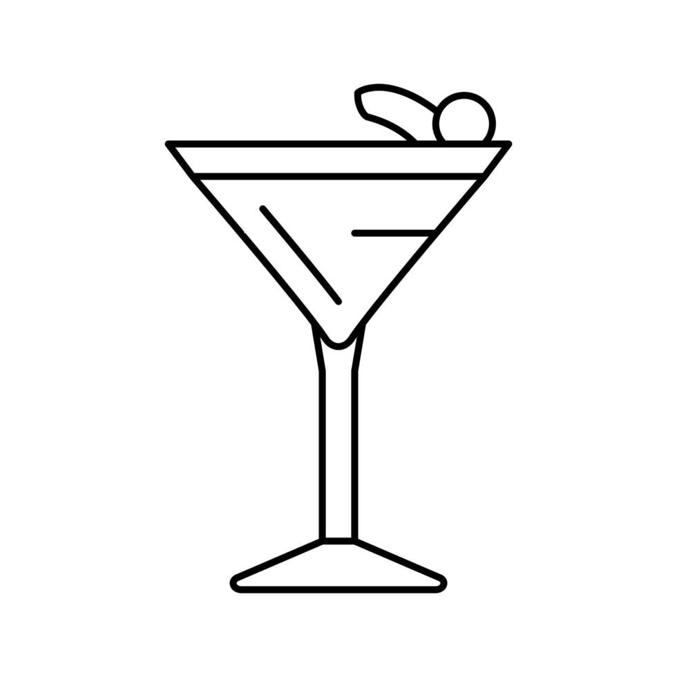 whisky sur cocktail glas dryck linje ikon vektor illustration
