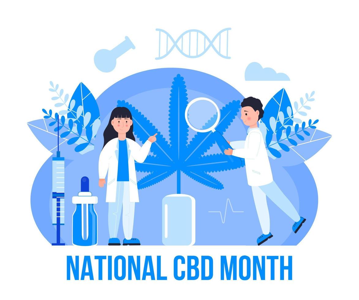 nationell cbd månad begrepp vektor för blogg, webb, baner. händelse är berömd i januari. medicinsk cannabis illustration. fördelar av medicinsk marijuana, cannabinoider medicinsk läkemedel