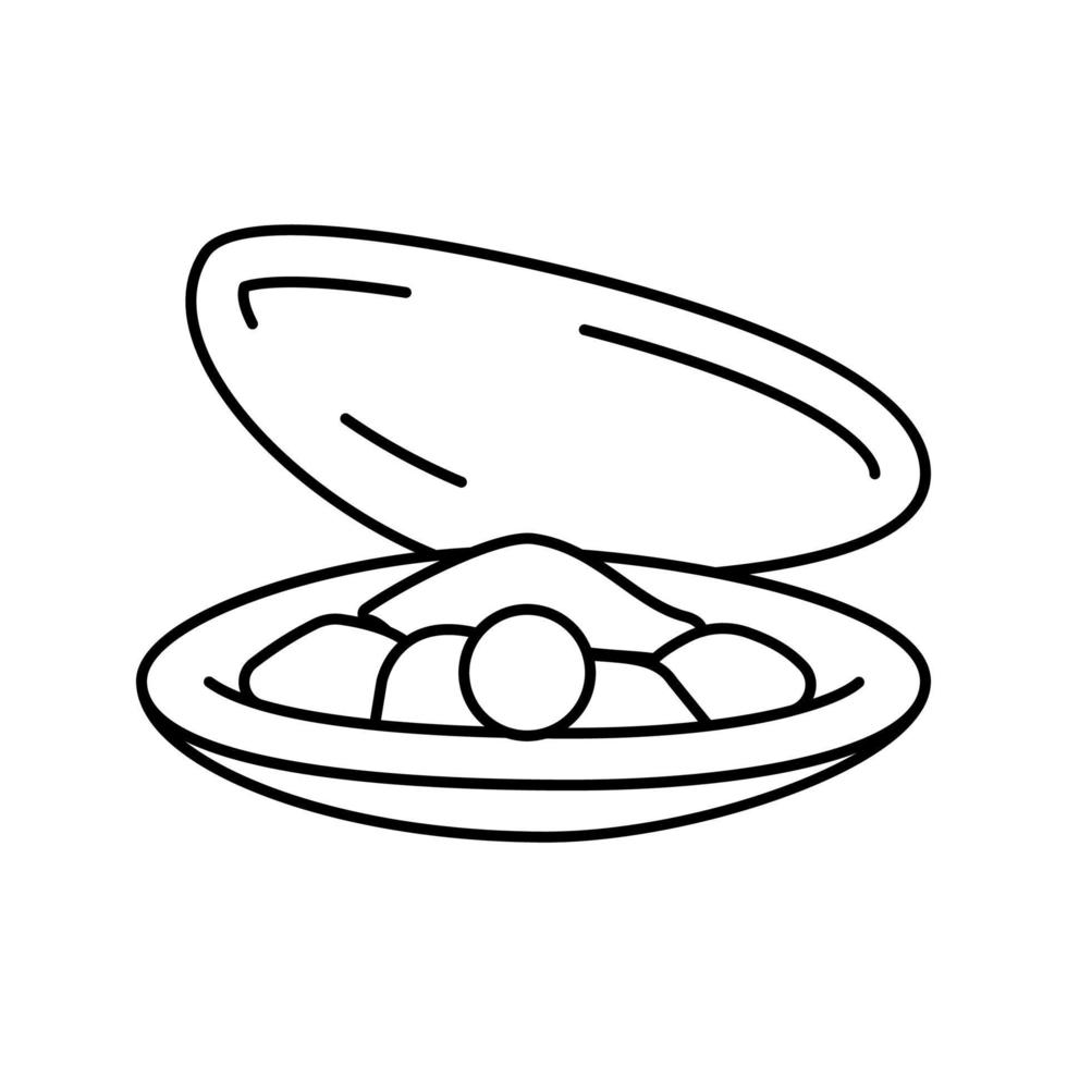 Perle Austernschale Symbol Leitung Vektor Illustration