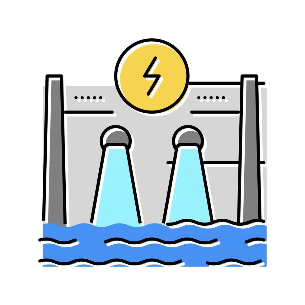 Wasserkraft Energie Bau Farbe Symbol Vektor Illustration