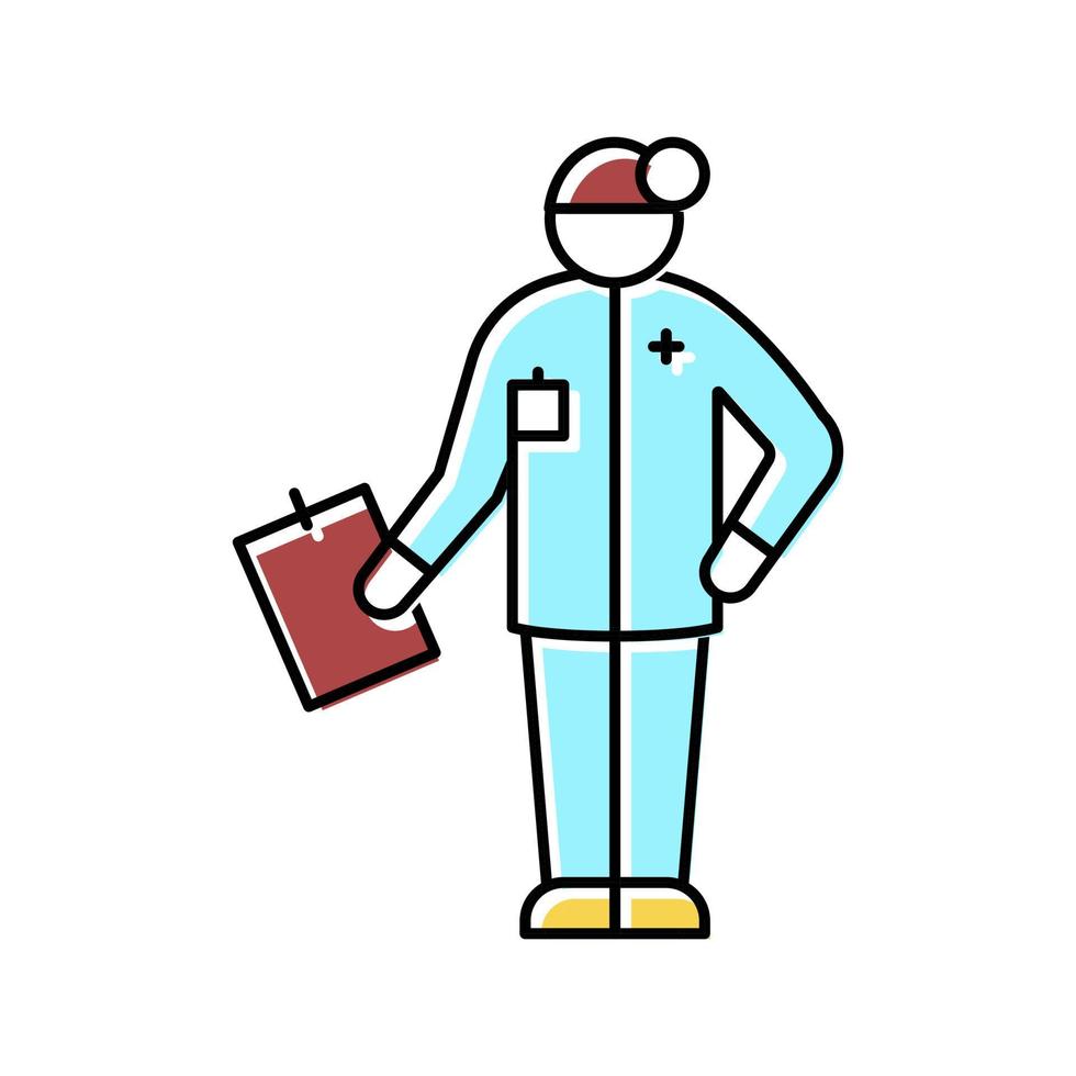 Junge gekleidet als Arzt Farbe Symbol Vektor Illustration