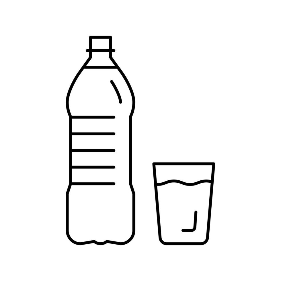 flasche und tasse wasser linie symbol vektor illustration