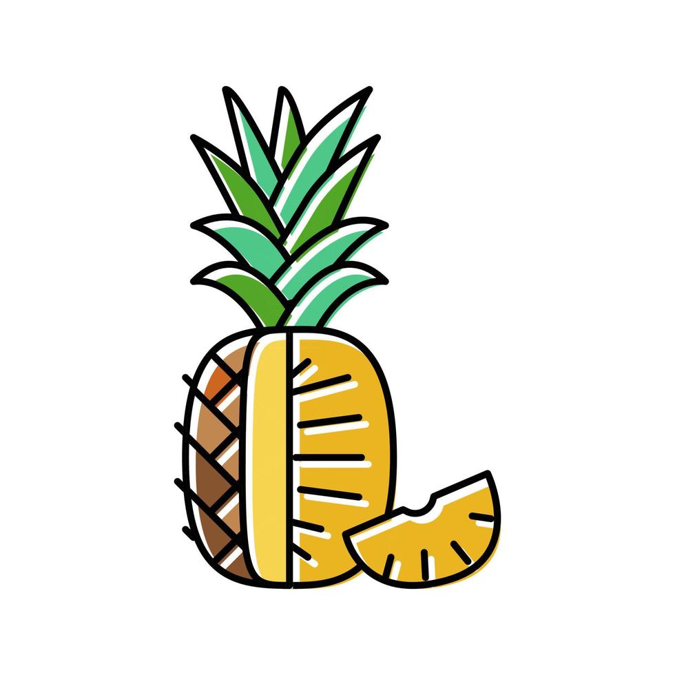 ananas ett skära skiva Färg ikon vektor illustration