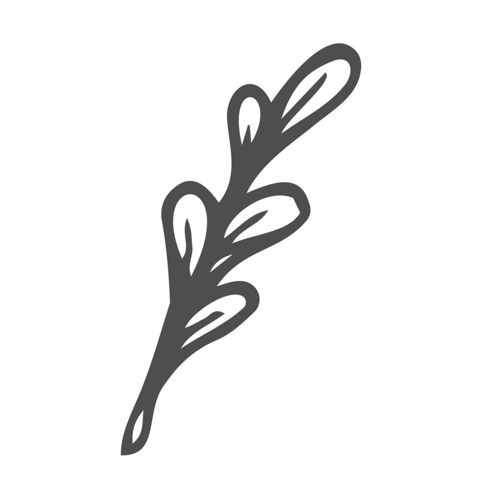 blommig dekoration gren blad skiss. enkel växt ikon vektor
