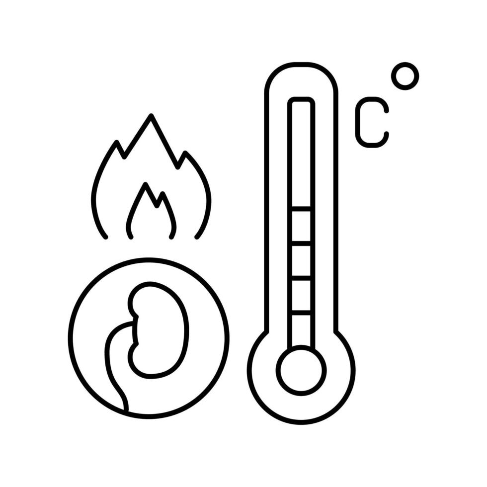 brännande smärta njurar linje ikon vektorillustration vektor