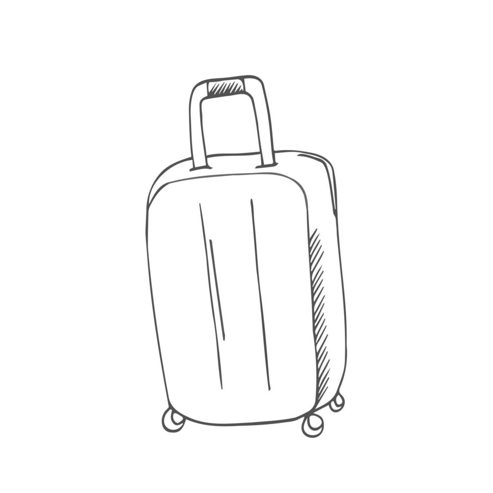 vektor klotter hand dragen linje väska, bagage. resväska, resa ryggsäckar, portfölj