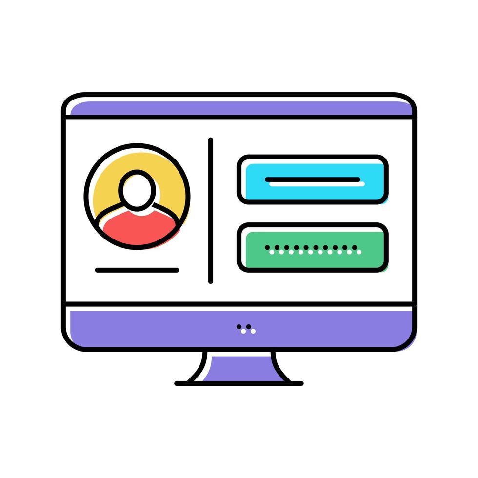 registrering internet konto färg ikon vektor illustration