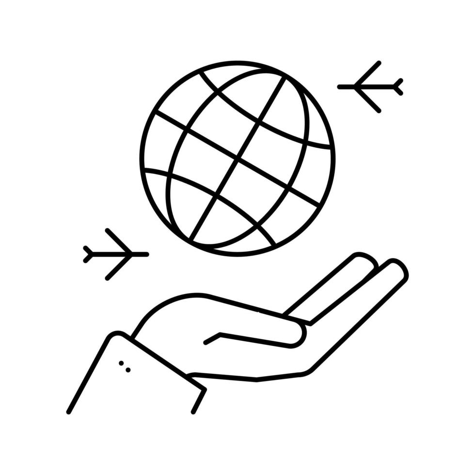 Weltreisen und Remote-Arbeitsliniensymbol-Vektorillustration vektor