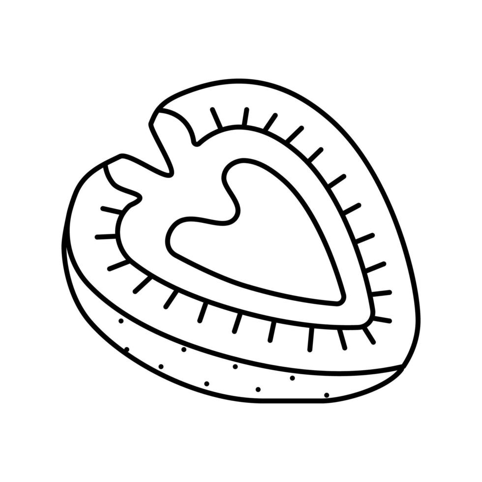 geschnittene Erdbeerlinie Symbol Vektor Illustration