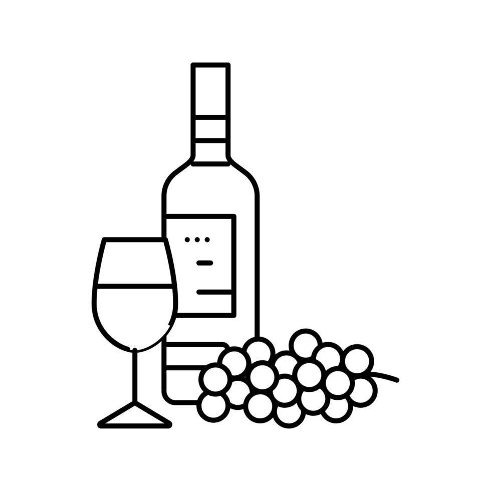 Rotwein Flasche Symbol Leitung Vektor Illustration