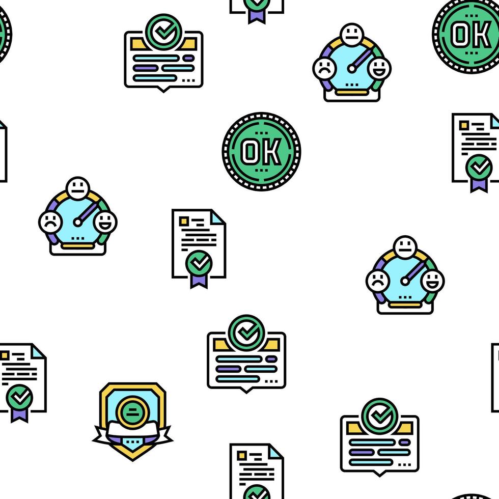 qualität genehmigen zeichen und medaillenvektor nahtloses muster vektor