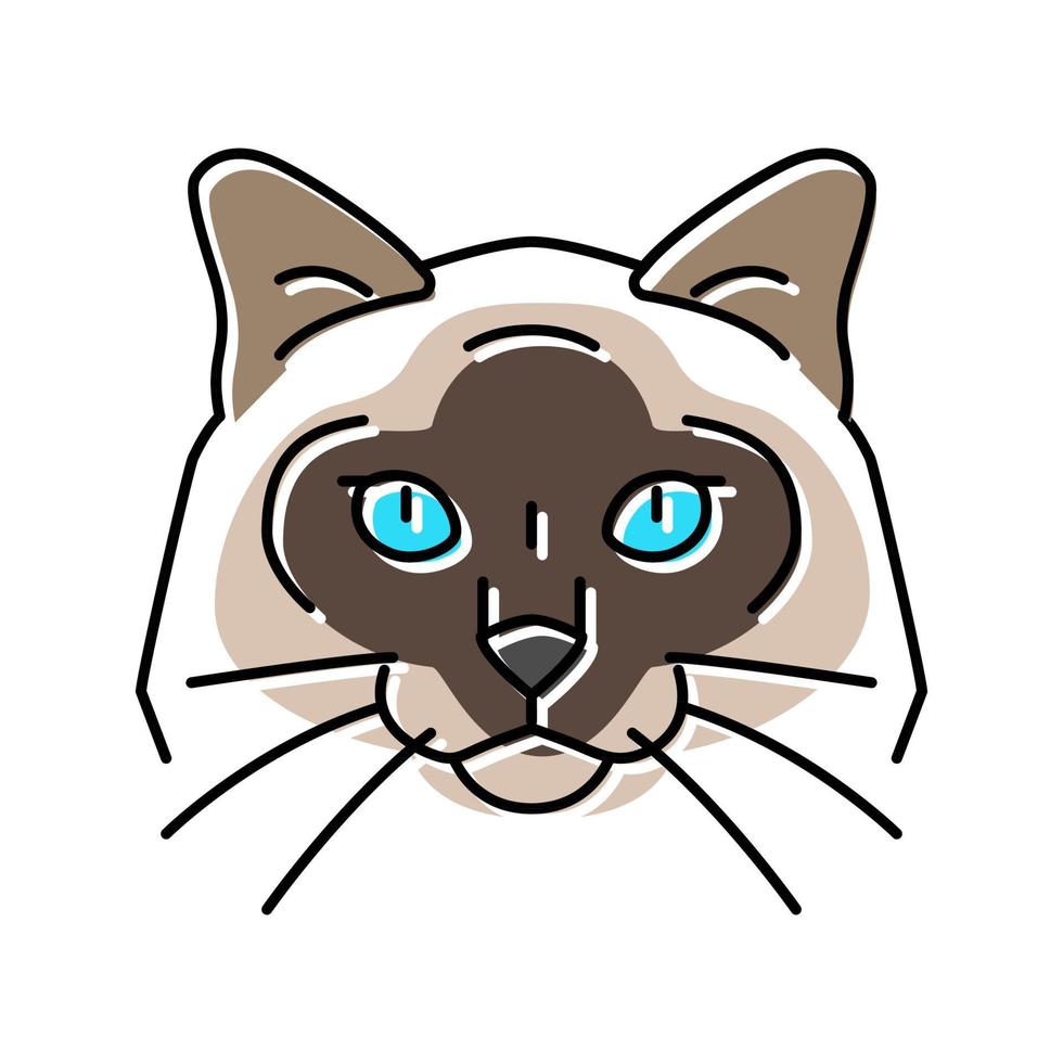 birman katt söt sällskapsdjur Färg ikon vektor illustration