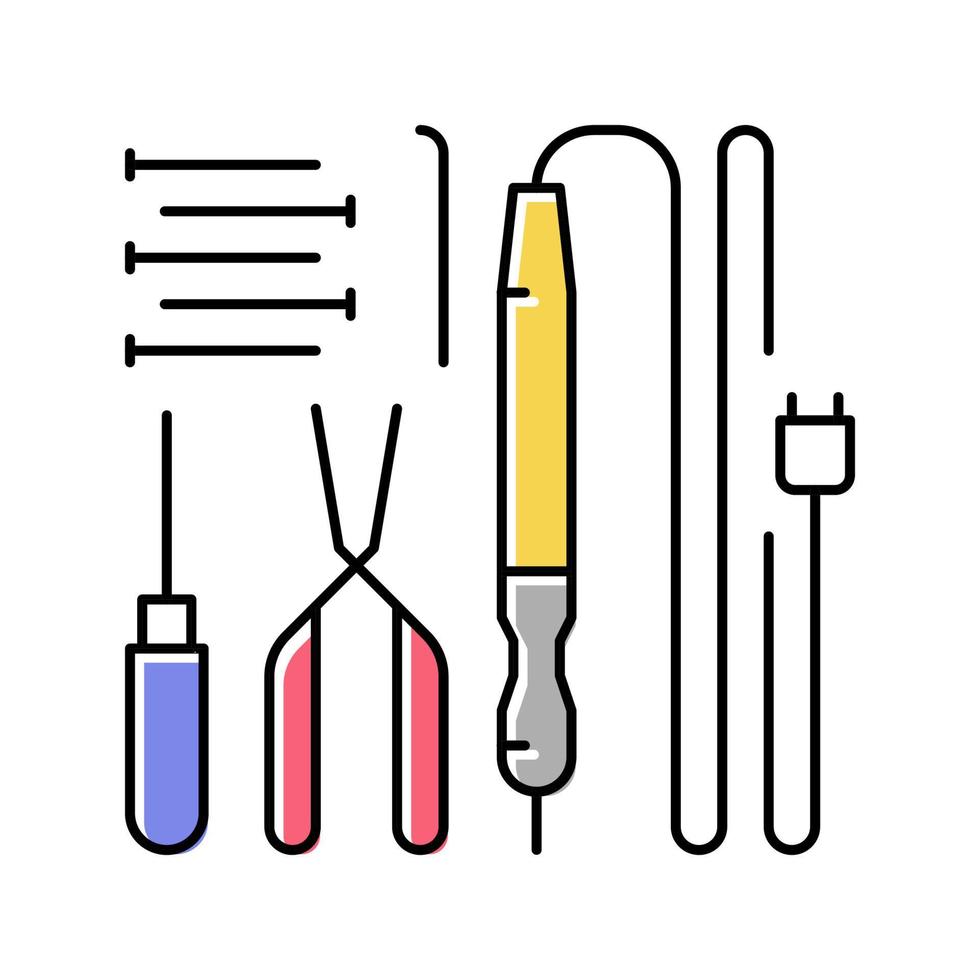 verktyg för reparation elektronik färg ikon vektor illustration