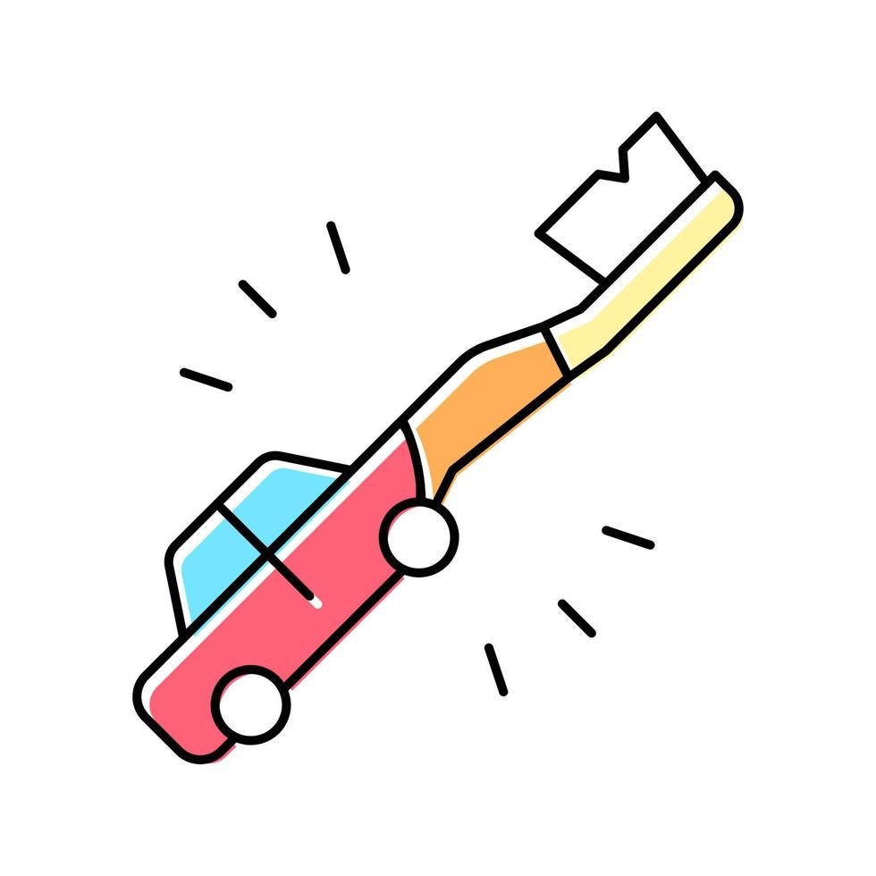 tandborste bil form färg ikon vektor illustration