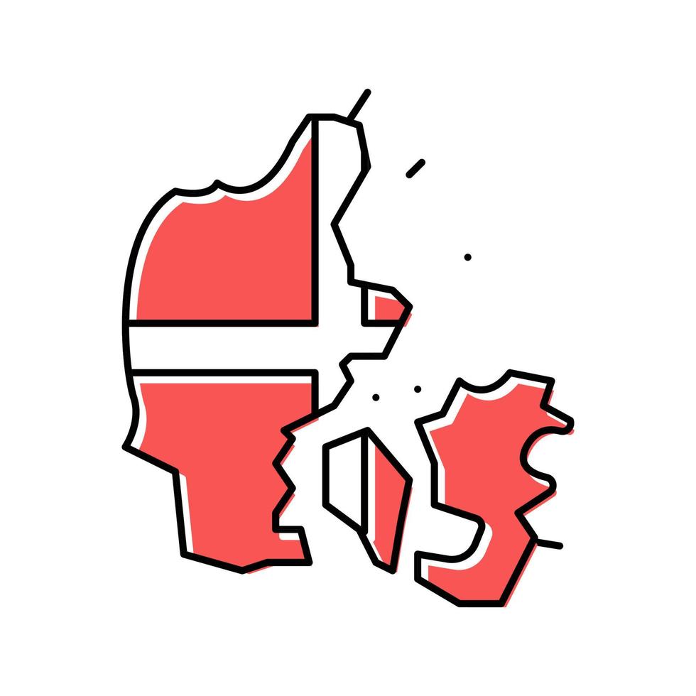 Danmark Land Karta flagga Färg ikon vektor illustration