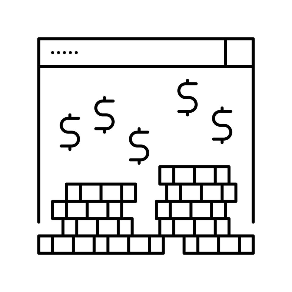 Geld verdienen im Internet Symbol Leitung Vektor Illustration