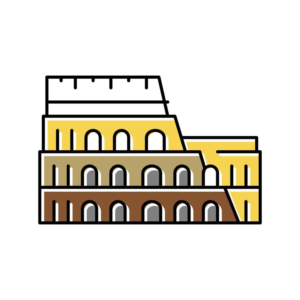 coliseum arena gammal rom byggnad Färg ikon vektor illustrat