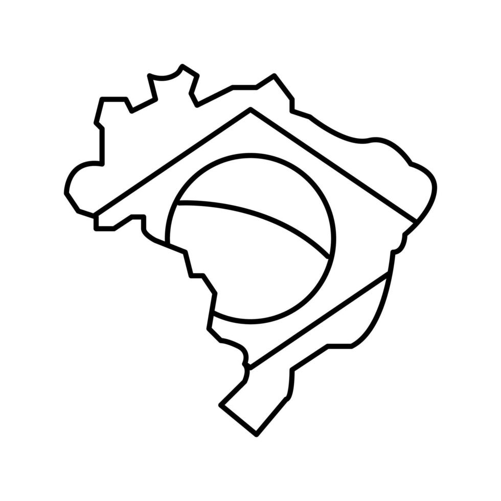 Brasilien Land Karta flagga linje ikon vektor illustration