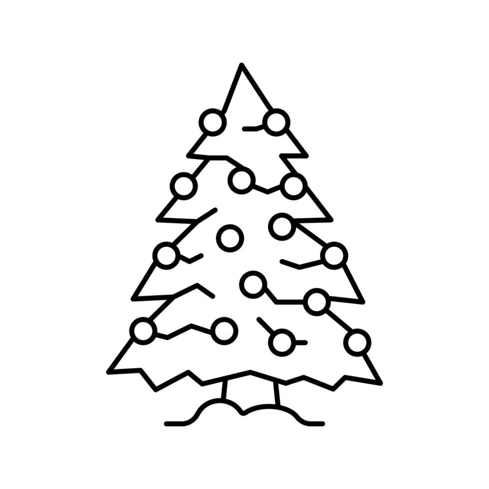 jul träd vinter- linje ikon vektor illustration