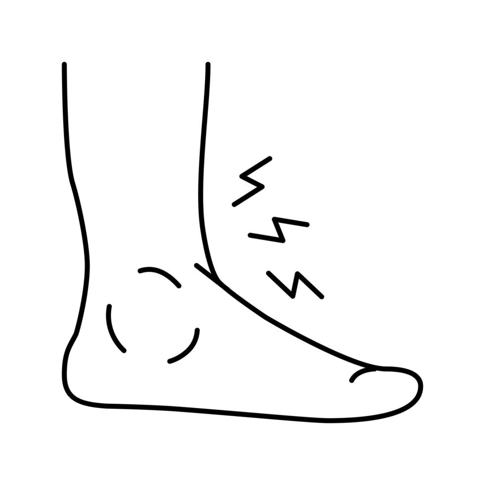 Fuß Gicht Schmerzen Symptomlinie Symbol Vektor Illustration