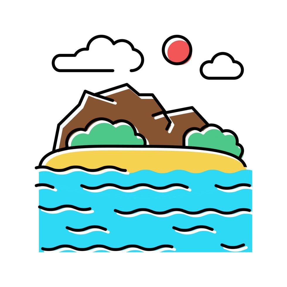 Sea Coast Hawaii Farbsymbol Vektor Illustration