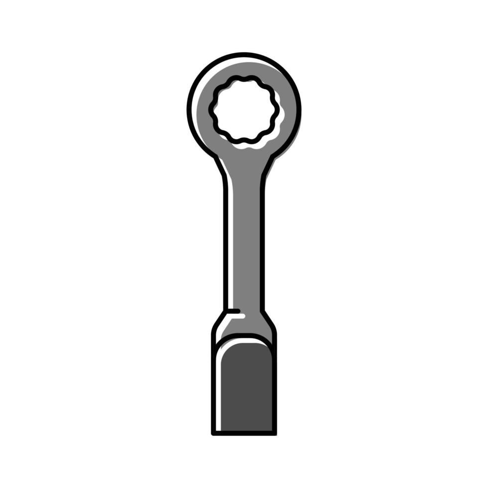 Hammerschlüssel Werkzeug Farbe Symbol Vektor Illustration