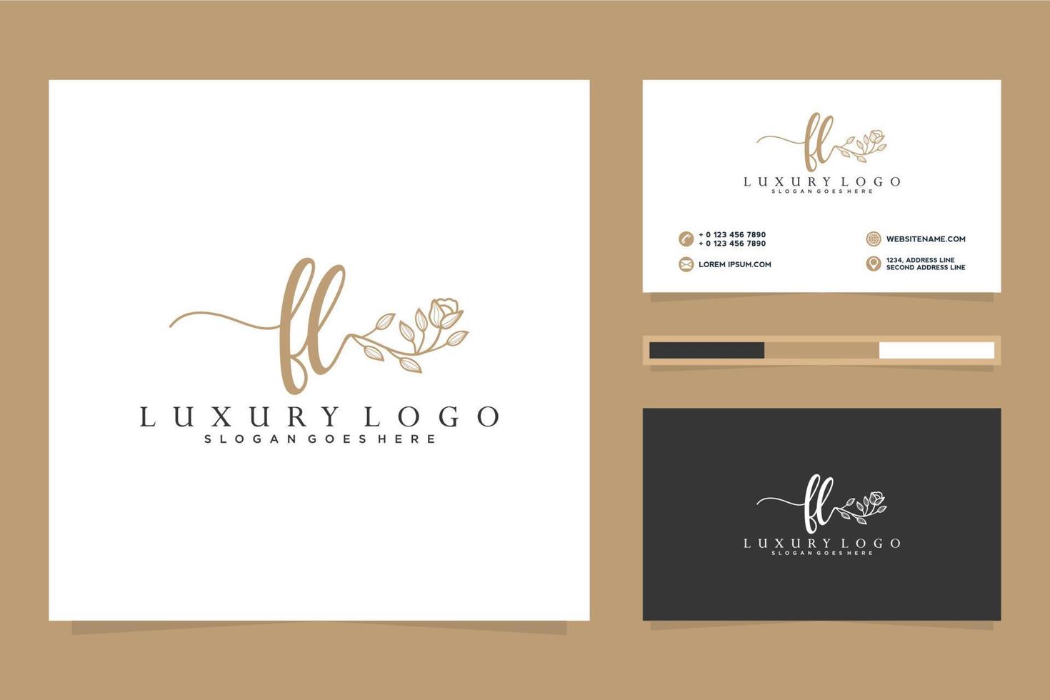 anfängliche feminine Logo-Sammlungen und Visitenkarten-Templat-Premium-Vektor vektor