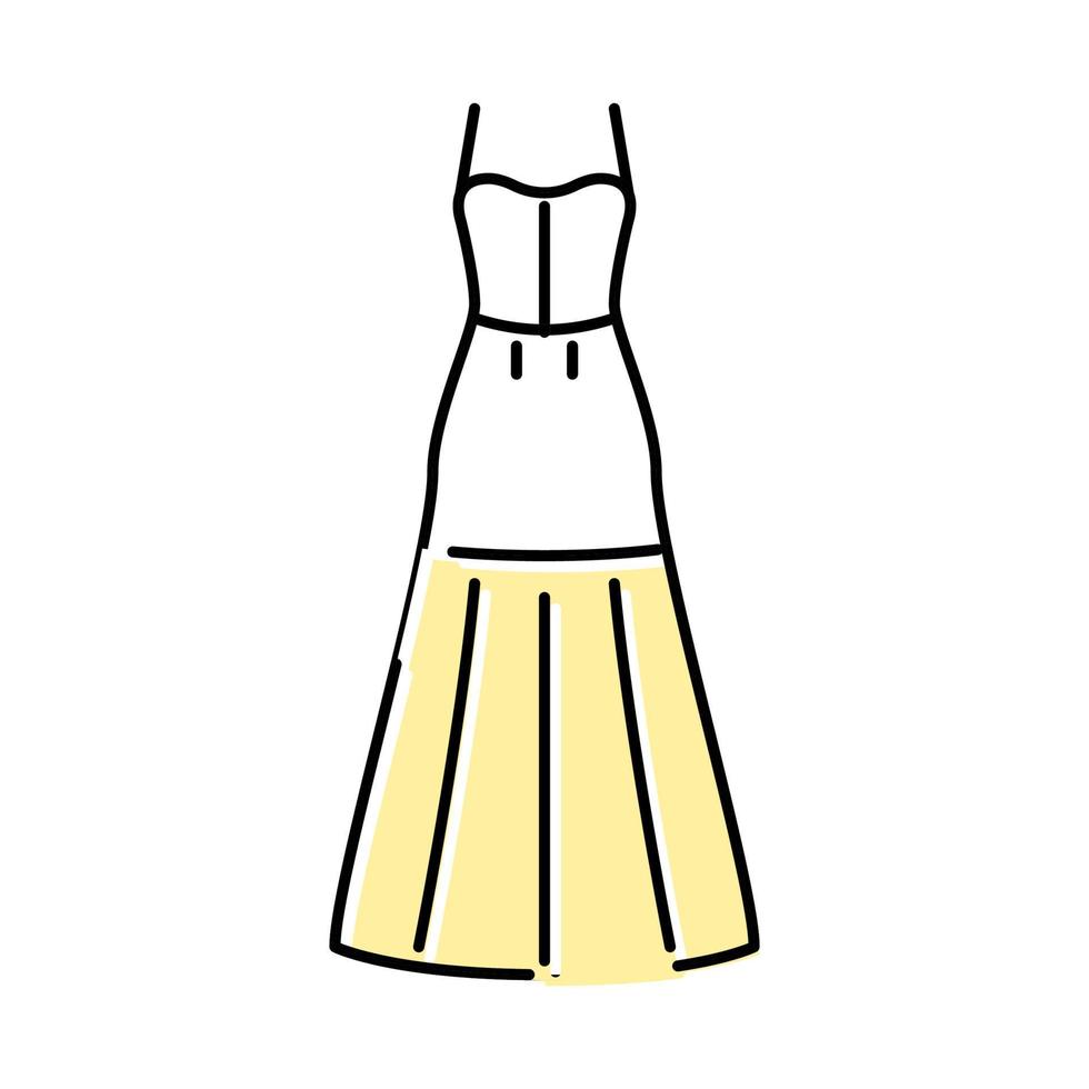 Spaghetti-Träger Brautkleid Farbe Symbol Vektor Illustration