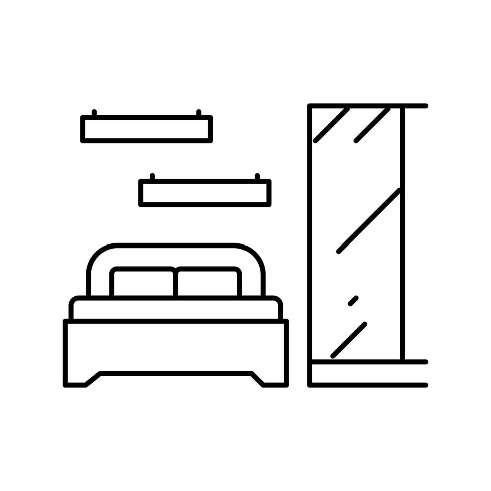 Schlafzimmer Möbel Linie Symbol Vektor Illustration