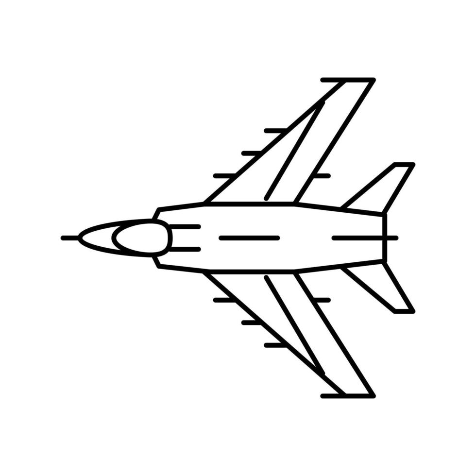 militär flygplan flygplan linje ikon vektor illustration