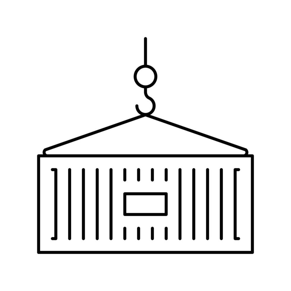 container lastning linje ikonen vektor svart illustration