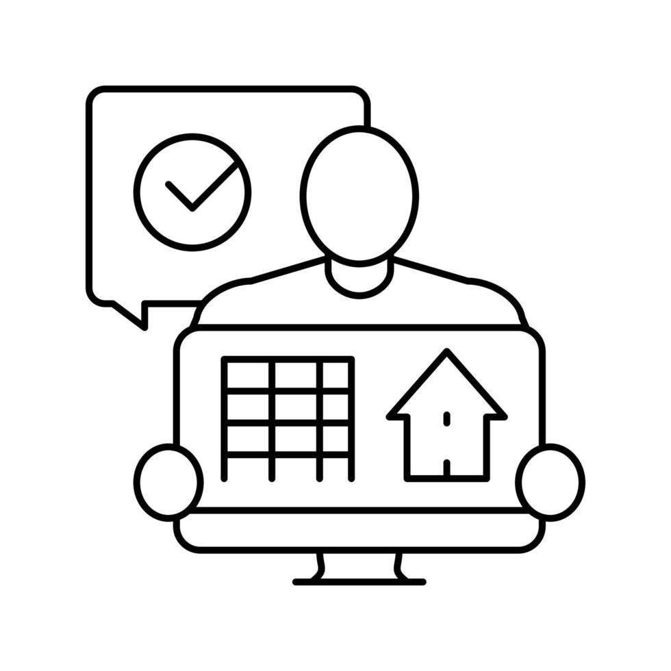 Manager-Immobilien-Home-Line-Symbol-Vektor-Illustration vektor