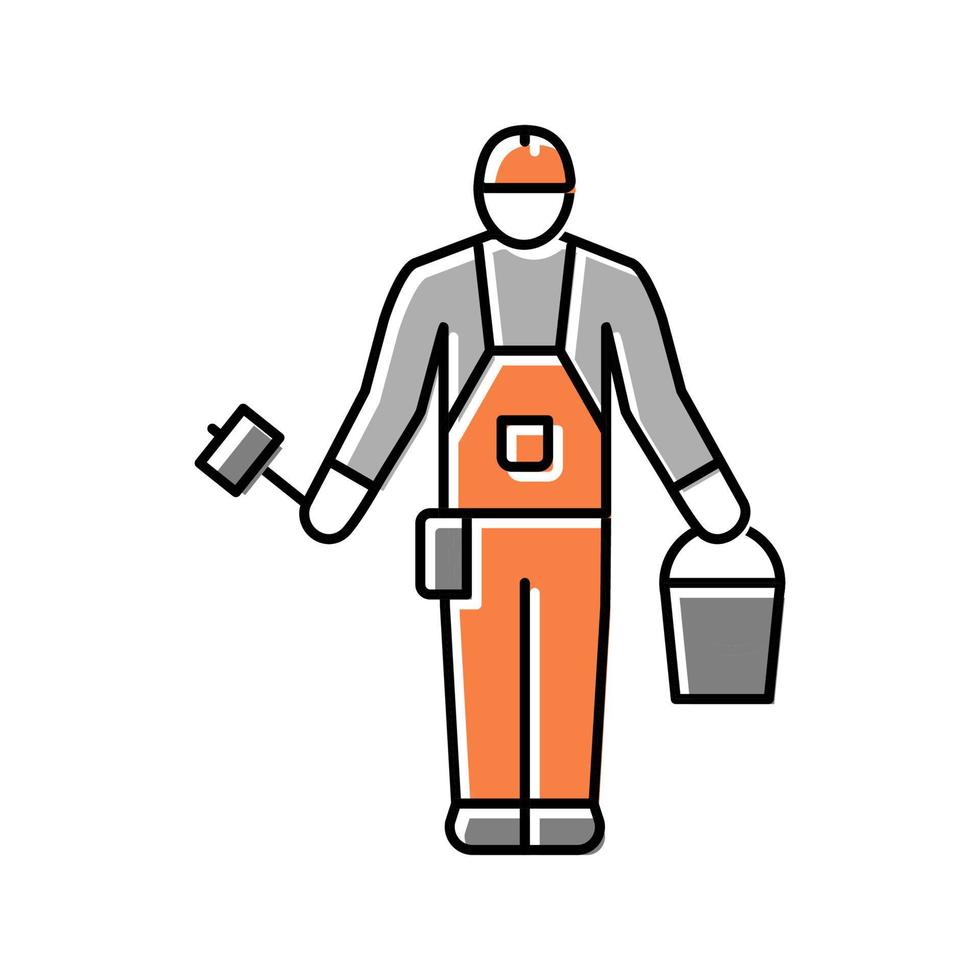 Builder Tool Reparatur Farbe Symbol Vektor Illustration