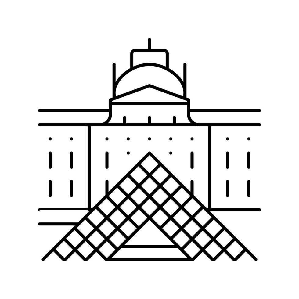 Louvre Frankreich Museum Linie Symbol Vektor Illustration