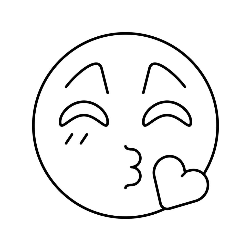 Kuss Emoji Linie Symbol Vektor Illustration