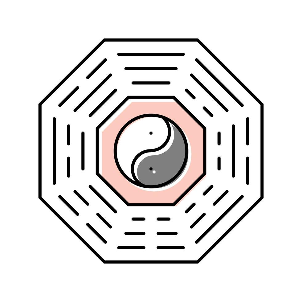bagua kinesiska horoskop djur färg ikon vektor illustration