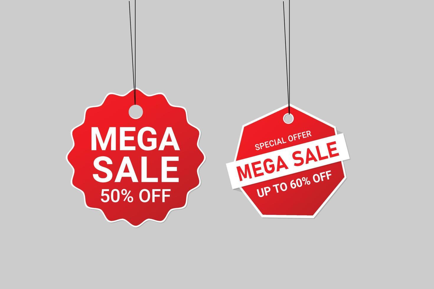 Mega-Sale-Etikettenvorlage und flaches Design-Sale-Tag-Sammlungsset vektor