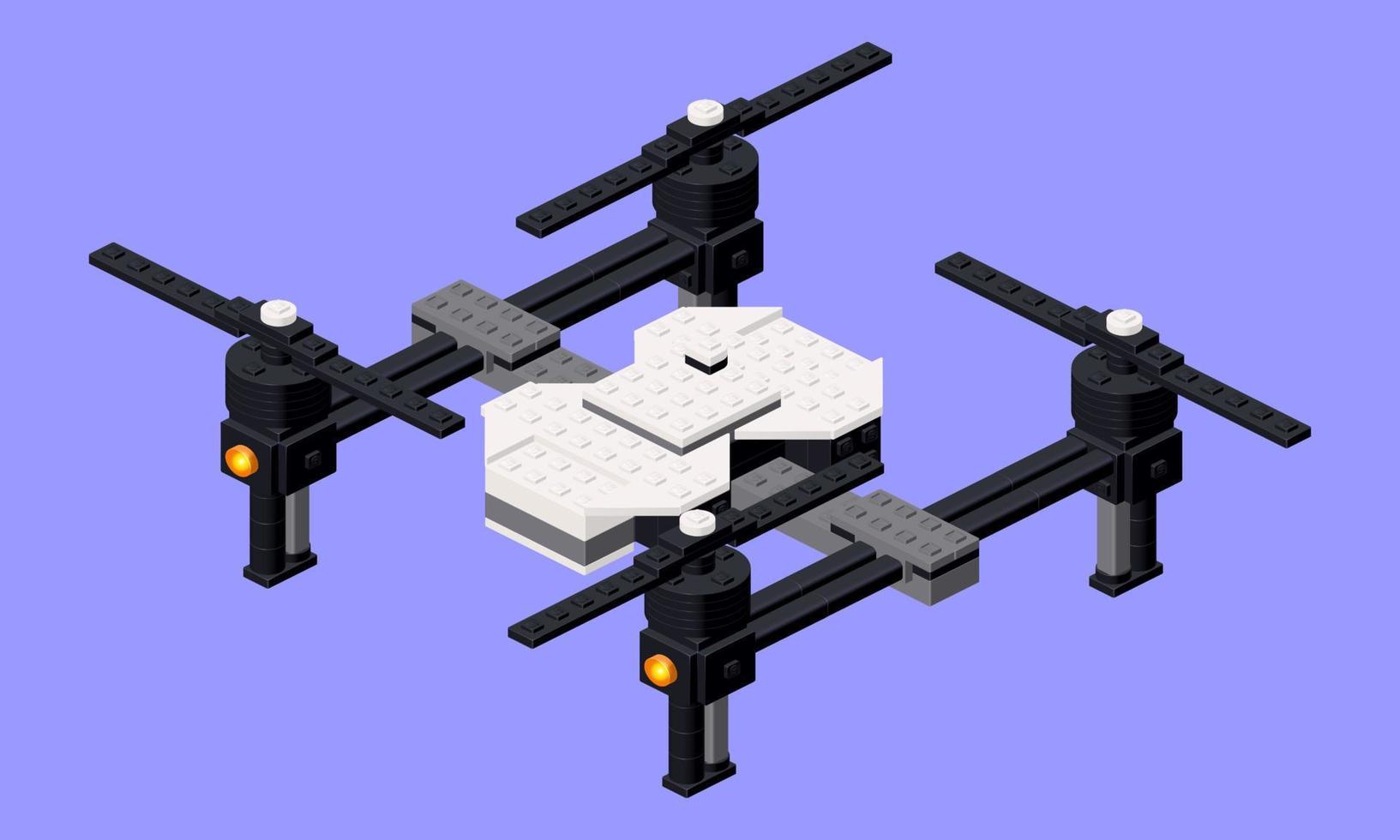 Drönare, en leksak monterad från plast block och isometrisk tegelstenar. vektor