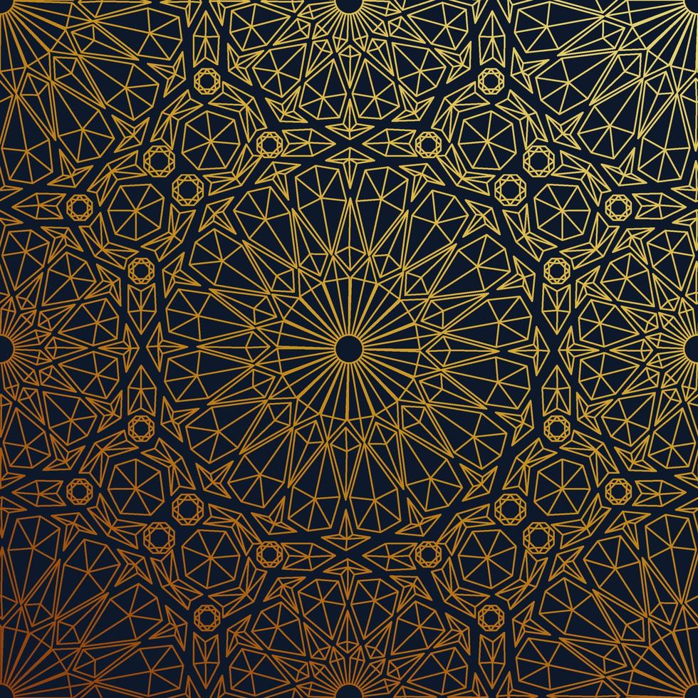 goldenes muslimisches muster auf dunklem hintergrund in einem linearen stil für druck und design.vektorillustration. vektor