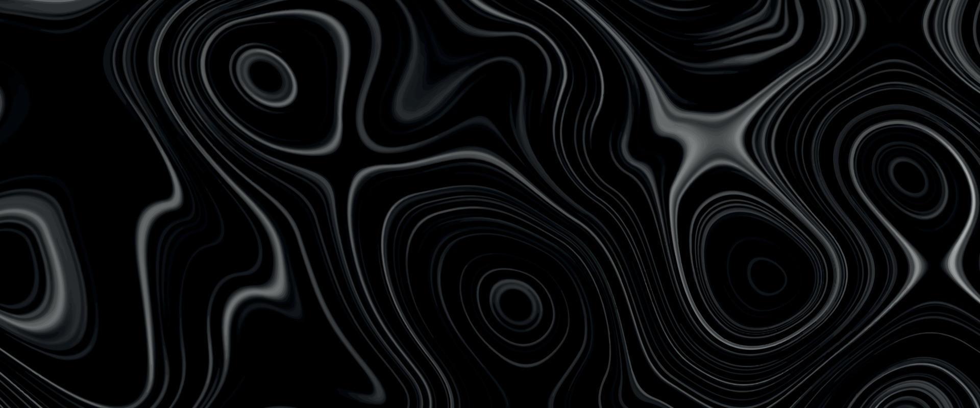 abstrakte flüssige kurvenlinie in grau silber schwarz metallic. glänzendes Muster coole Hintergrundtexturen. schöne Zeichnung mit den Scheidungen und Wellenlinien in Grautönen. schöne Marmorierung. vektor