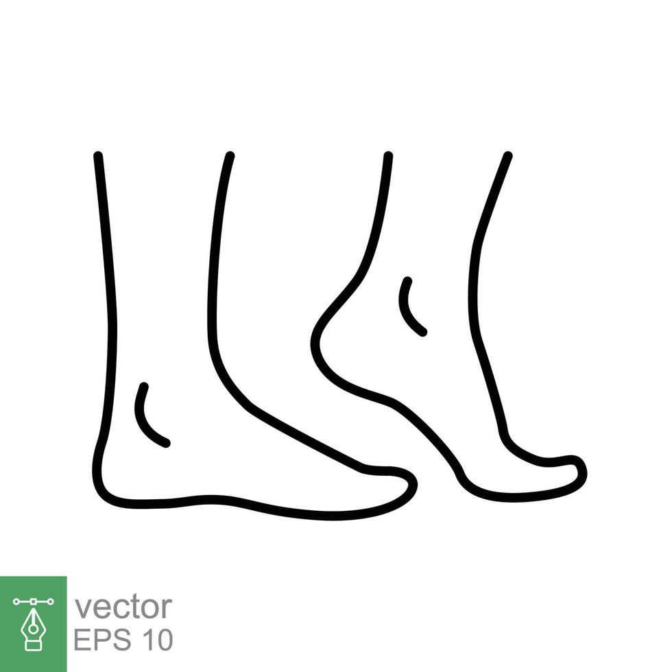 Symbol für Fuß, Knöchellinie. Gliederungsstil kann für Web, Mobilgeräte und Benutzeroberflächen verwendet werden. schmerz, hüfte, ortho, anatomie, körper, pflegekonzept. Vektor-Logo-Illustration isoliert auf weißem Hintergrund. Folge 10. vektor