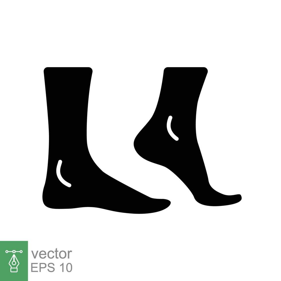 Fuß, Knöchel-Glyphe-Symbol. Der solide Stil kann für Web, Mobilgeräte und Benutzeroberflächen verwendet werden. schmerz, hüfte, ortho, anatomie, körper, pflegekonzept. Vektor-Logo-Illustration isoliert auf weißem Hintergrund. Folge 10. vektor