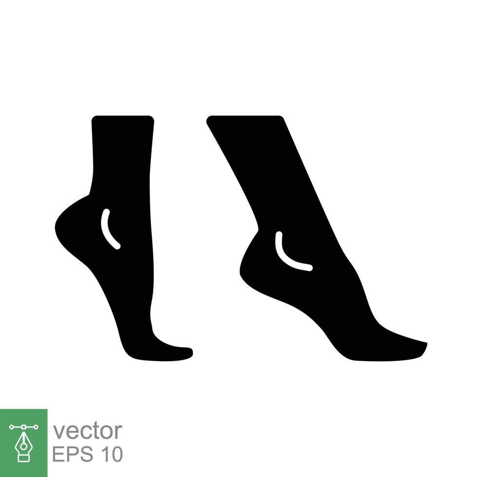 Fuß, Knöchel-Glyphe-Symbol. Der solide Stil kann für Web, Mobilgeräte und Benutzeroberflächen verwendet werden. schmerz, hüfte, ortho, anatomie, körper, pflegekonzept. Vektor-Logo-Illustration isoliert auf weißem Hintergrund. Folge 10. vektor