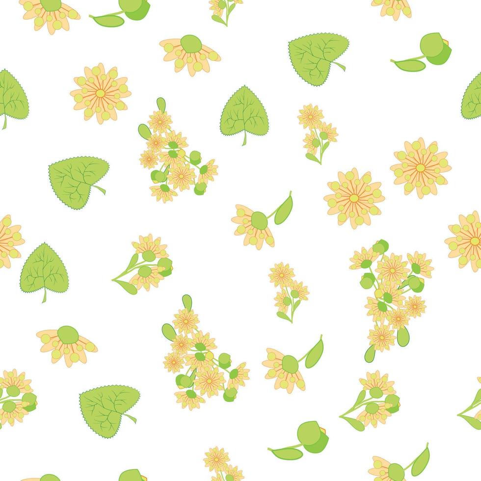 blommig sömlös mönster med lind blommor. hand dragen eco design för tyg och omslag papper vektor