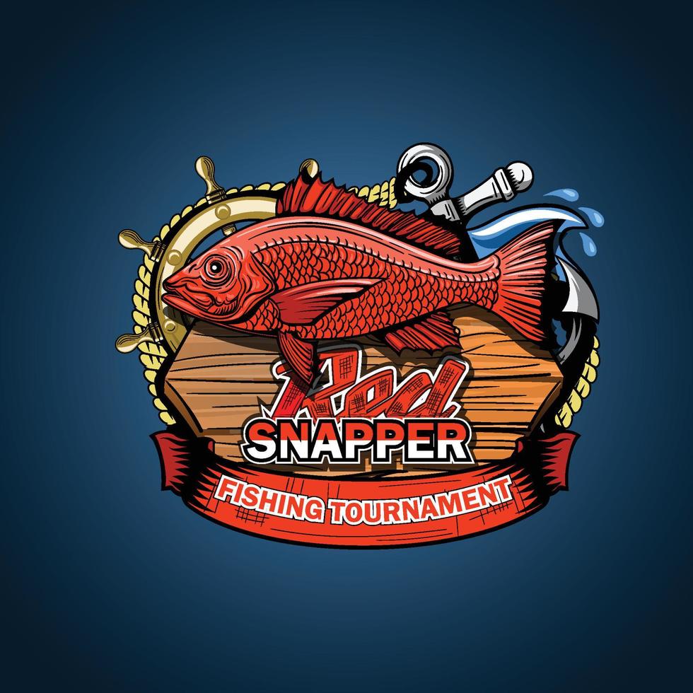 logotyp eller illustration för en fiskare team eller affär med röd snapper inskrift. vektor