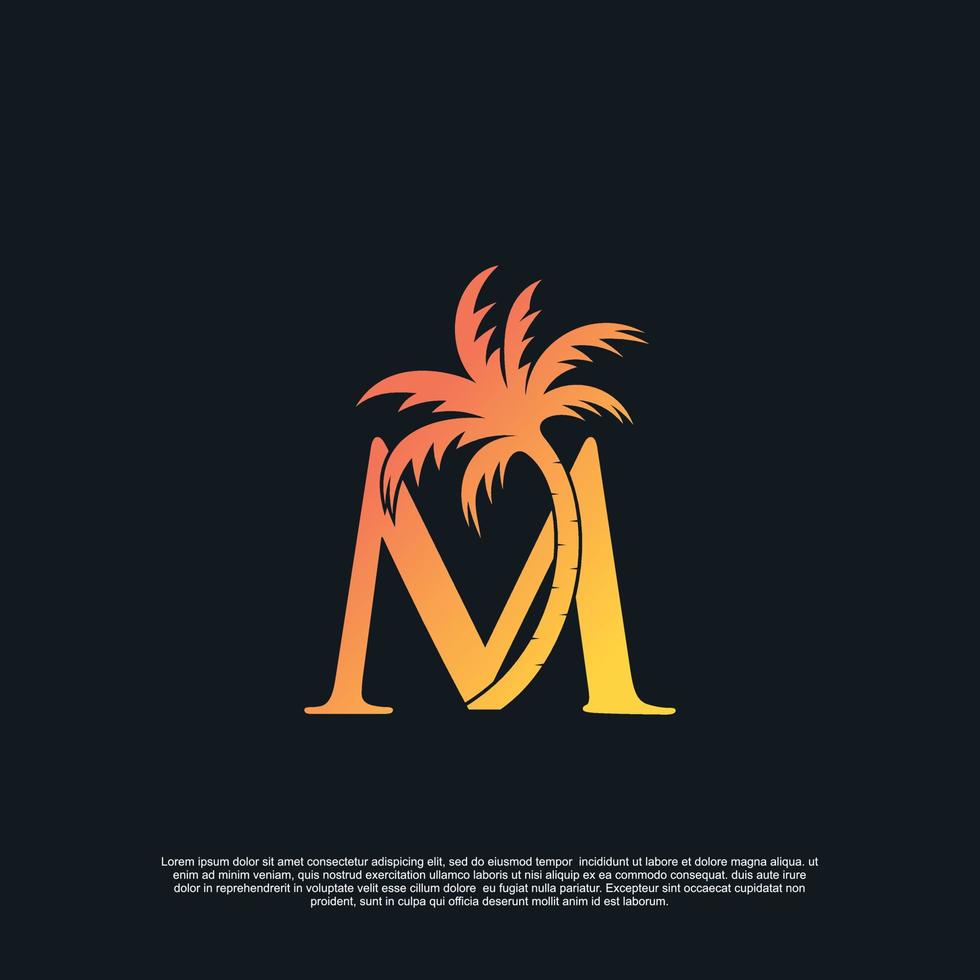logo-design mit kombinationsbuchstabe m palm logo premium-vektor vektor